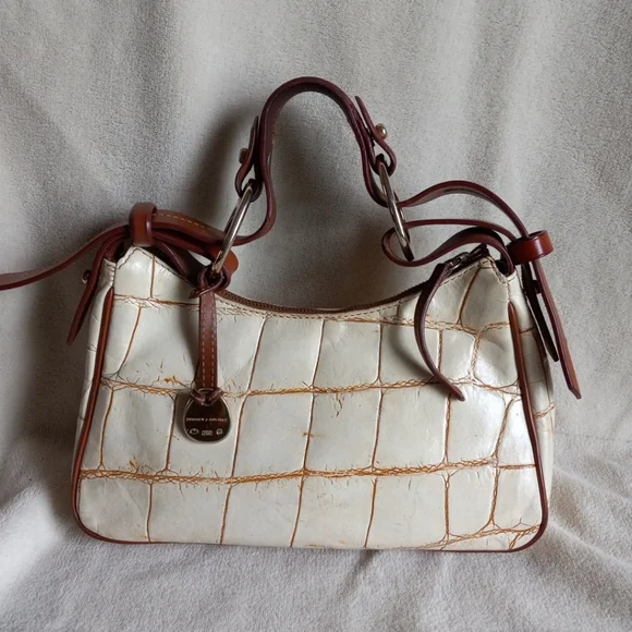Vintage Dooney And Bourke Handbag Small White and Brown - Picture 4 of 16